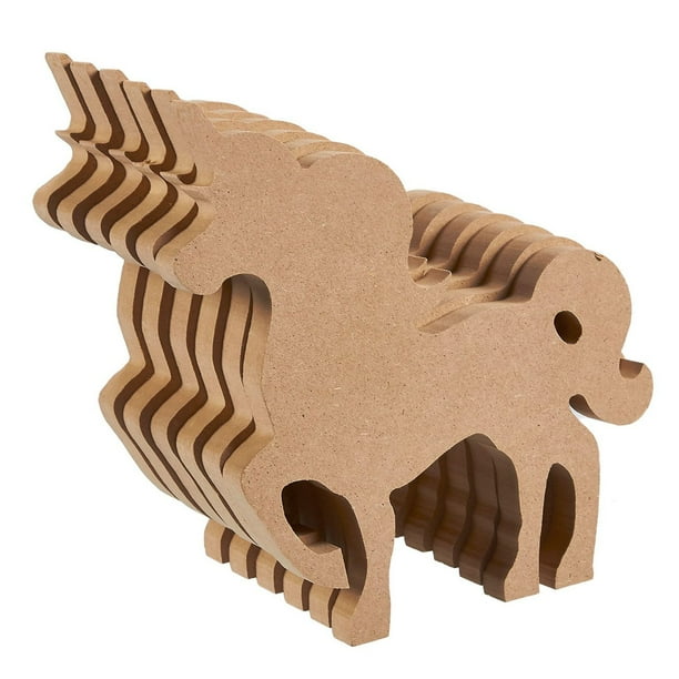 6 Pack Unfinished Wood Cutouts 7.5"x6.7"x0.7" Wooden Unicorns Shape