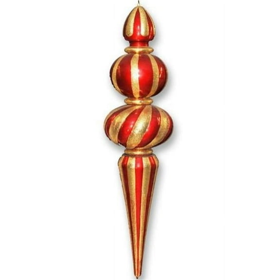 Queens of Christmas ORN-OVS-48-RE-GO 48 in. Oversized Shatterproof Finial Ornament, Red & Gold