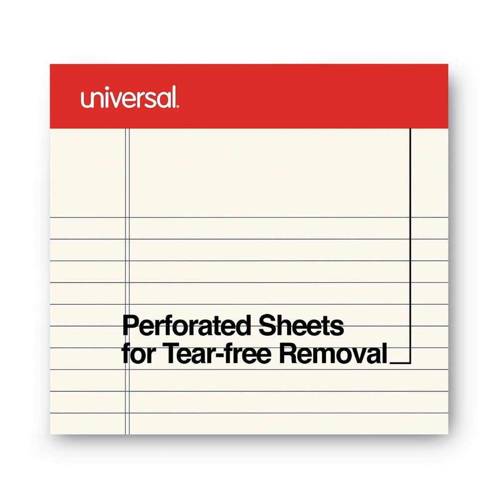 Universal UNV35852 50-Sheet 5 in. x 8 in. Colored Perforated Writing Pads - Narrow Rule, Ivory (1 Dozen)