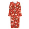 thumbnail image 3 of Yuyamidu Reindeer Long Zip Up Bathrobes for Women Long Sleeve Robes Size S Red Christmas Robe Housecoats Lightweight Crewneck Sleep Dress Candy Canes Zipper Front Night Gowns, 3 of 7
