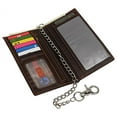 thumbnail image 5 of RFID Blocking Vintage Leather Slim Long Bifold Checkbook Biker Chain Wallet, 5 of 15