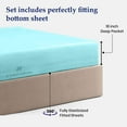 thumbnail image 3 of 5 Piece Sheet Set 100% Egyptian Cotton 1000 Thread Count Luxury Hotel Quality Sheet Set Italian Finish Premium Sheets Long Staple Fits Up to 18 Inch Deep Pocket (5 Piece Split King, Aqua Blue), 3 of 7