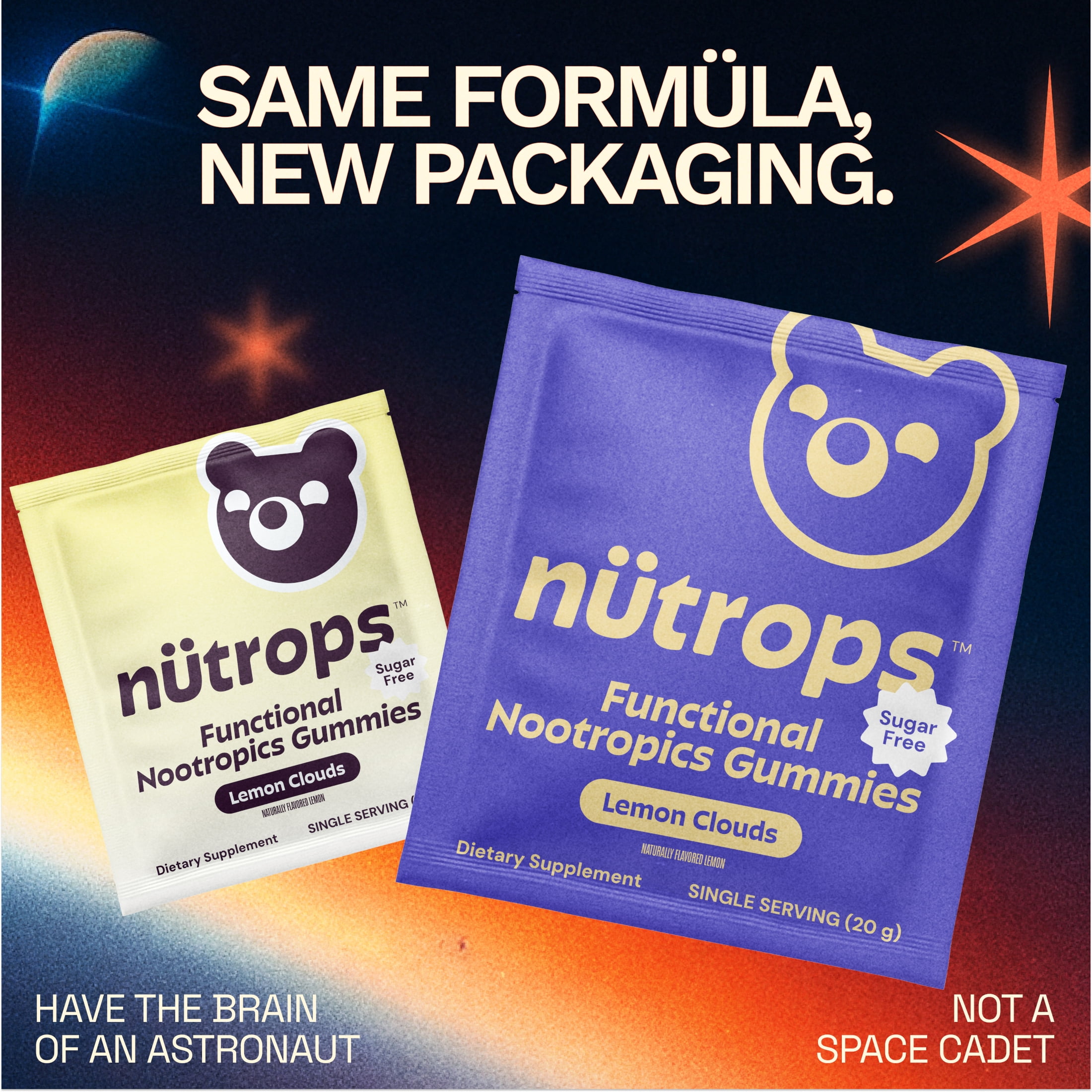 (2 pack) Nutrops by Gruns - Sugar Free Nootropic Mushroom Gummies for Cognitive Support, 12 Count