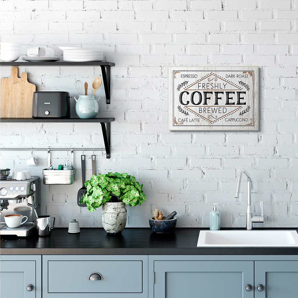 Stupell Industries Rustic Fresh Brew Coffee Sign Autumn Charm Wall Plaque by Jennifer Pugh