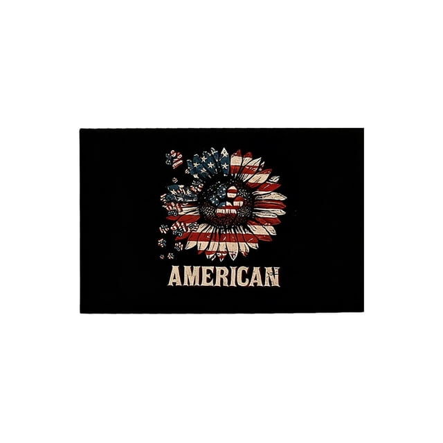 SIYTUAU Independence Day Floor Mat With Patriotic Flag Pattern For Patio Doorway And Garden Decoration Non Slip Backing And Washable Polyester Material Rug 23.62 X 15.75 Inches