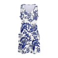 thumbnail image 6 of felwors Womens Summer Dresses 2025 V Neck Sleeveless Sundresses with Pockets Beach Vacation Clothes Floral/Plain Dark Blue, S, 6 of 7