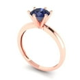 thumbnail image 2 of 1 ct Round Cut Simulated Blue Sapphire Solitaire Engagement Ring for Women in 18K Rose Gold, 2 of 5