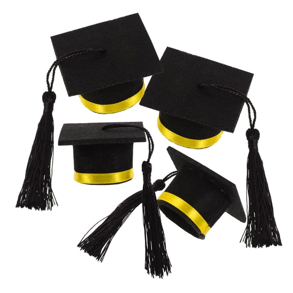OUNONA 4pcs Mini Graduation Hat Bottle Topper Grad Party Favors DIY Grad Bouquet Accessories