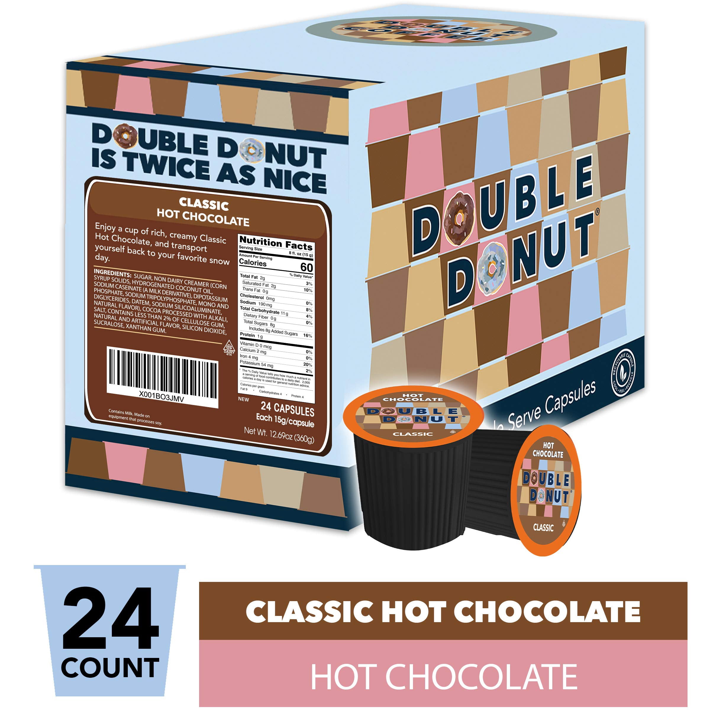 Double Donut Coffee Hot Chocolate Pods For Keurig K Cups Brewers