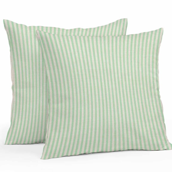 Throw Pillow Covers 24x24 Inch Set of 2, Sage Green Striped Waterproof Outdoor Pillow Covers, Modern Simple Farmhouse Beige Decorative Cushion Pillowcases for Couch, Sofa, Bed, Garden, Patio