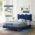 thumbnail image 2 of Platform Bed Frame, Queen Size, Blue Navy, Velvet, Modern Contemporary, Bedroom Master Guest Suite Room, 2 of 10