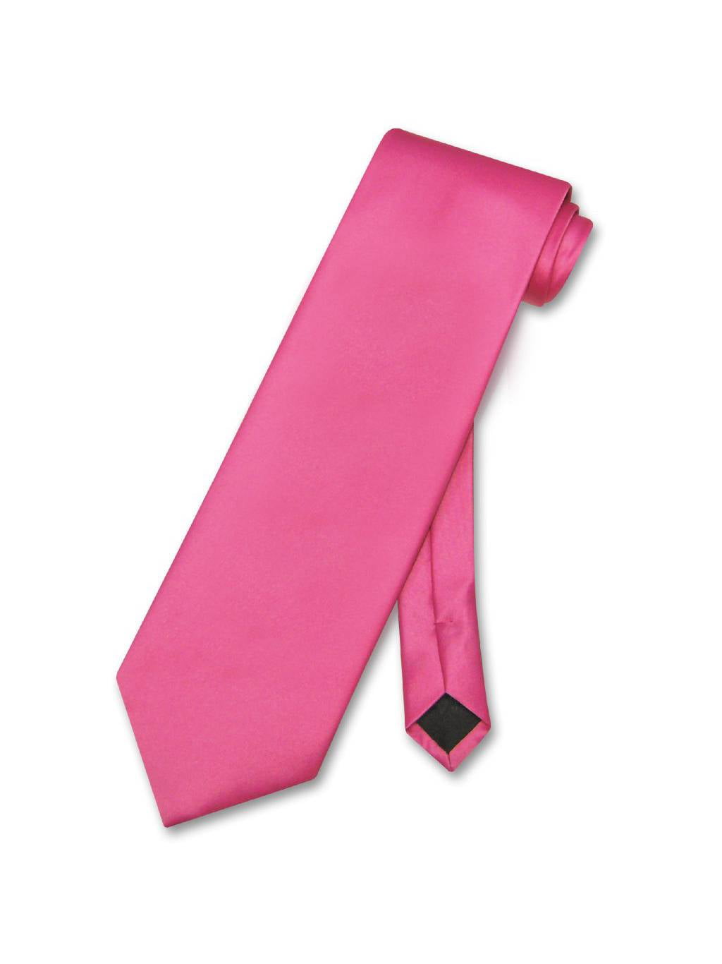 Vesuvio Napoli NeckTie Solid HOT PINK FUCHSIA Color Men's Neck Tie