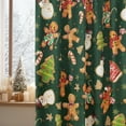 thumbnail image 3 of Touchbetter Christmas Sheer Curtains for Living Room and Bedroom, Gingerbread Man Snowman Foil Print Green Curtains, Holiday Window Drapes Decorations, 52" W x 84" L, Set of 2 Curtain Panels, 3 of 6