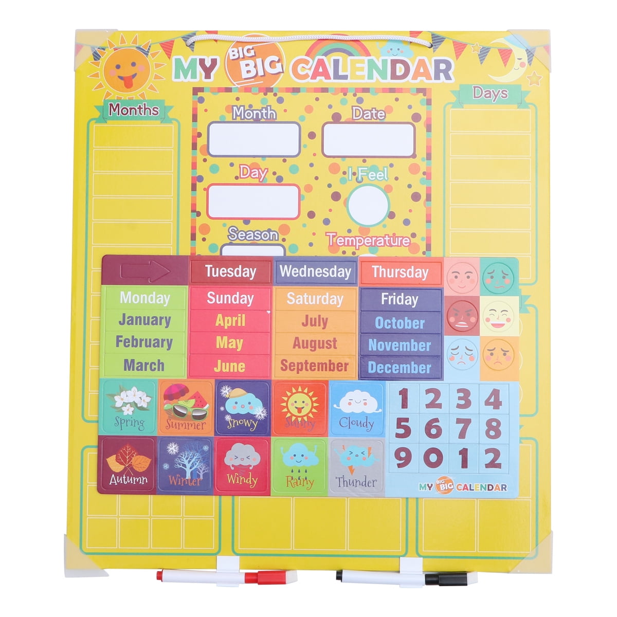 17.12x25" Learning Calendar with Weather Station Season for Kids Early Education 