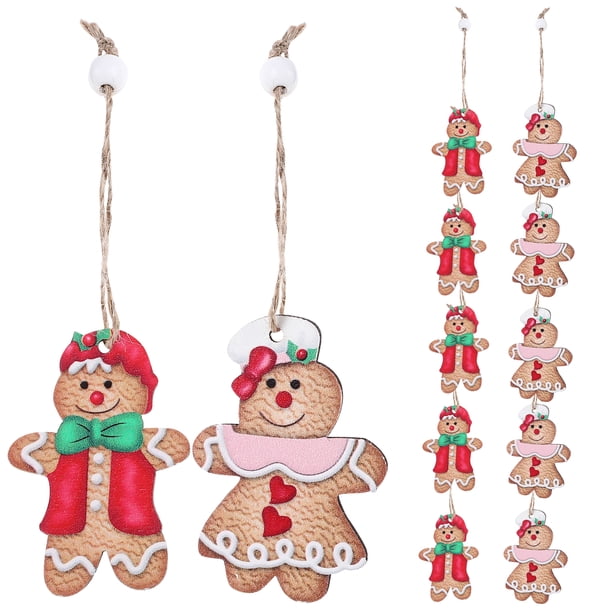 GOOHOCHY 1 caja de adorno colgante de hombrecito de jengibre navideño, árbol de Navidad, colgante de madera de hombrecito de jengibre