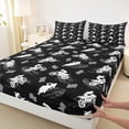 thumbnail image 5 of Meiyoeat Edgy Motocross Silhouette Bed Sheets 4-Piece for Youth,Checkered Flag Bike Full Size Sheets,Black White,1 Fitted Sheet,1 Flat Sheet and 2 Pillowcases, 5 of 6