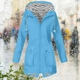 thumbnail image 2 of Women Waterproof Lightweight Rain Jacket, Active Outdoor Hooded Long Raincoat Windbreaker Travel Coats with Pockets Hooded Jacket Women Light Blue XL, 2 of 5