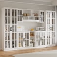 thumbnail image 2 of RichYa 3Pcs Kitchen Storage Cabinets and Countertops,Pantry Hutch Set with Glass Doors and Shelves,Freestanding Coffee Bar for Dining Room,White(AXA), 2 of 10