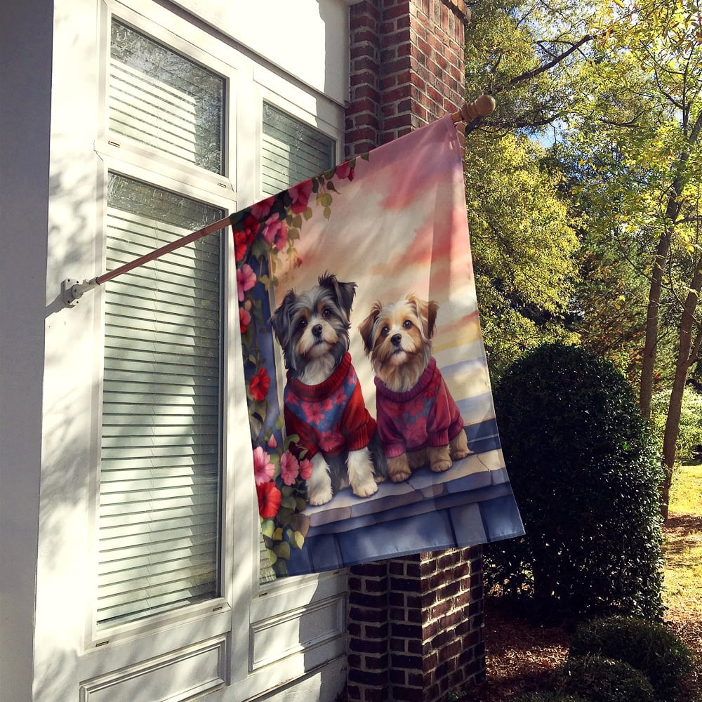 Havanese Two Hearts House Flag 28 in x 40 in