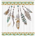 thumbnail image 3 of Ambesonne Mystic Shower Curtain, Boho Style Feather Old, 69"Wx70"L, Brown and Mint, 3 of 5