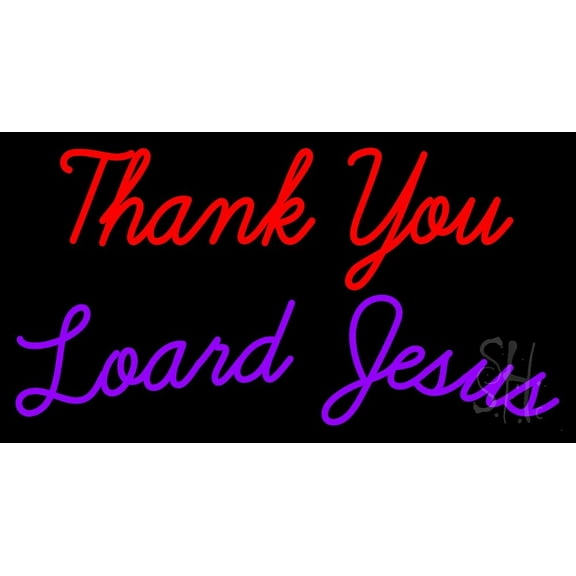 Thank You Lord Jesus LED Neon Sign 13" Tall x 24" Wide - inches Black Square Cut Acrylic Backing, with Dimmer - Premium built indoor Sign for Home décor, Event, Religious place, Store interior.