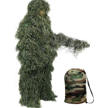 ABORON Ghost Ghillie Suit, 3D  Hunting Appare Including Jacket, Pants, Hood, Carry Bag for Men, Hunters