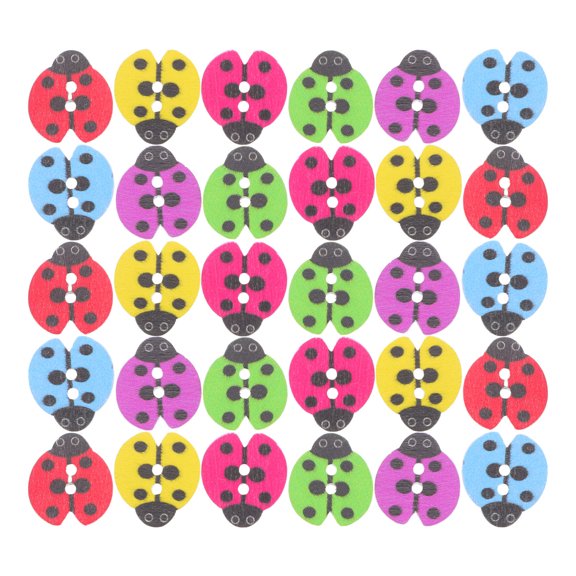 KALLORY 100 Pcs Ladybug Shaped Cute Buttons for Crochet, Sewing, Crafting, and Embellishments