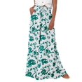 thumbnail image 4 of Women Casual High Waist Wide Leg Pants Summer Long Palazzo Pants Pocket Lounge Vacation Clothes Green Print XL, 4 of 8