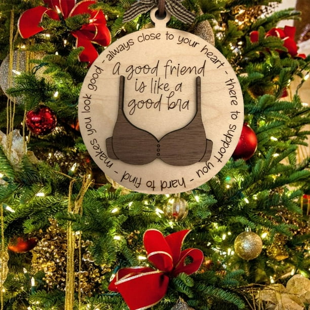 Visland Funny Bra Hanging Decoration A Good Friend Is Like A Good Bra  Bowknot Solid Wood Reusable Friendship Wooden Pendant Ornament 