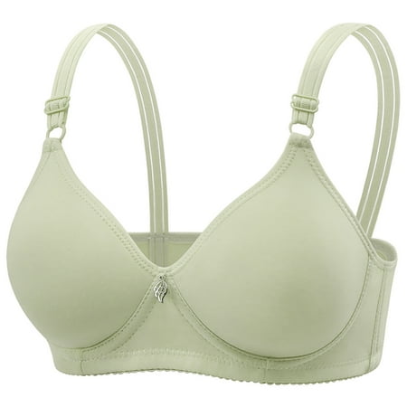 Up to 60% off Wireless Bra  Woman s Solid Color Back Buckle Thin Style Ventilate Bra Without Steel Rim(Green 38/85B)
