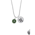 thumbnail image 2 of Delight Jewelry Silvertone 3-D Green Enamel Kiwi Silvertone Script Initial Disc - N - Charm Necklace, 20"+3", 2 of 4