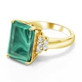 thumbnail image 3 of Gem Stone King 18K Yellow Gold Plated Silver Green Malachite Ring for Women (10.30 Cttw, Gemstone Birthstone, Emerald Cut 14X10MM, Available in Size 5, 6, 7, 8, 9), 3 of 5