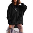 thumbnail image 3 of Abrigo Sudadera con capucha para mujer Top Cómoda con cremallera Blusa de gran tamaño Traje de calle sólido Cgtredaw Negro M para Mujer, 3 of 7