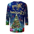 thumbnail image 3 of cocolona Christmas Shirts for Women Crew Neck 3/4 Sleeve T-shirt Plus Size Fall Tops Xmas Tree Print Blouses Graphic Tees Christmas Holiday Gifts, 3 of 5