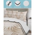 thumbnail image 4 of Quilts Full Size Bedding Set, Beige Palm Leaves Lightweight Quilted Comforter, Summer Tropical Botanical Coastal Soft Reversible Bedspread Coverlet with Pillow Covers for All Season, 78" x 90", 4 of 7