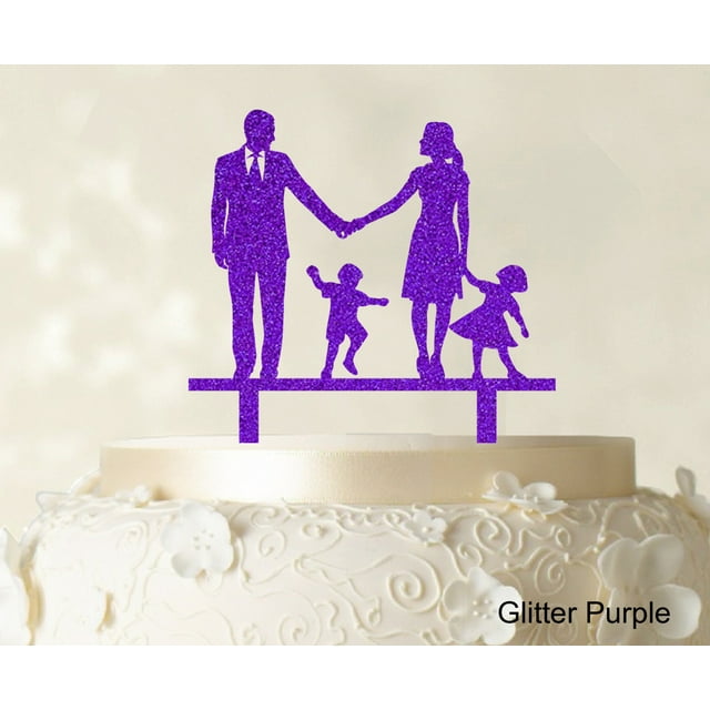 Wedding Cake Topper Family Silhouette Bride And Groom With Child Cake Toppers Color Option Available 6-7 Inches Wide