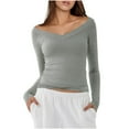 thumbnail image 2 of Otvok Womens Solid Color Tight Fitting Base Shirt Long Sleeved Round Neck Winter Tops, 2 of 6