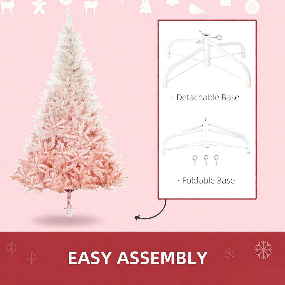 6ft Pink Unlit Christmas Tree 800 Tips Wide Shape Flame Retardant Indoor Holiday Decor