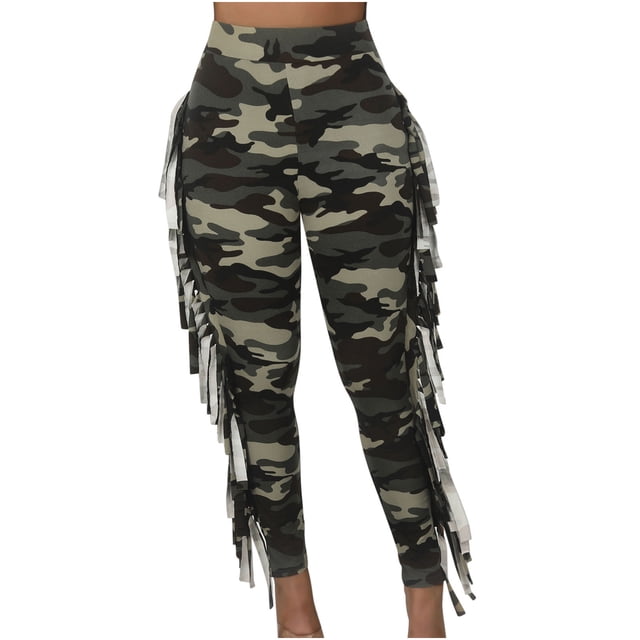 Birdeem Mode Femmes Aguichant Moulant Camouflage à Franges Bandage Pantalon