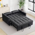 thumbnail image 3 of Bellemave Sleeper Sofa Bed 3-in-1 Convertible Couch with Pullout Bed, Futon 2-Seater Loveseat with Toss Pillows and Storage Pockets, 3 Level Adjustable Backrest Sofa for Living Room （Black）, 3 of 7