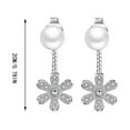 thumbnail image 3 of Pendientes de perlas colgantes con flor en la espalda y temperamento destacado para mujer, joyería para mujer, 3 of 6