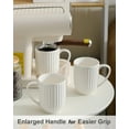 thumbnail image 7 of Ceramic Coffee Mugs Set of 4, 16 Oz Large Ribbed Coffee Cups with Big Handle, Unique Modern Style White Latte Mugs for Tea,Cocoa,Milk,Cappuccino, Microwave & Dishwasher Safe, 7 of 7