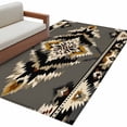 thumbnail image 3 of 2.7x5 Washable Area Rug, Retro Ethnic Art Non-Slip Rectangle Rug for Bedroom Bedside, Beige Brown Black Weaving Art Indoor Floor Mat for Home Decor, 3 of 9