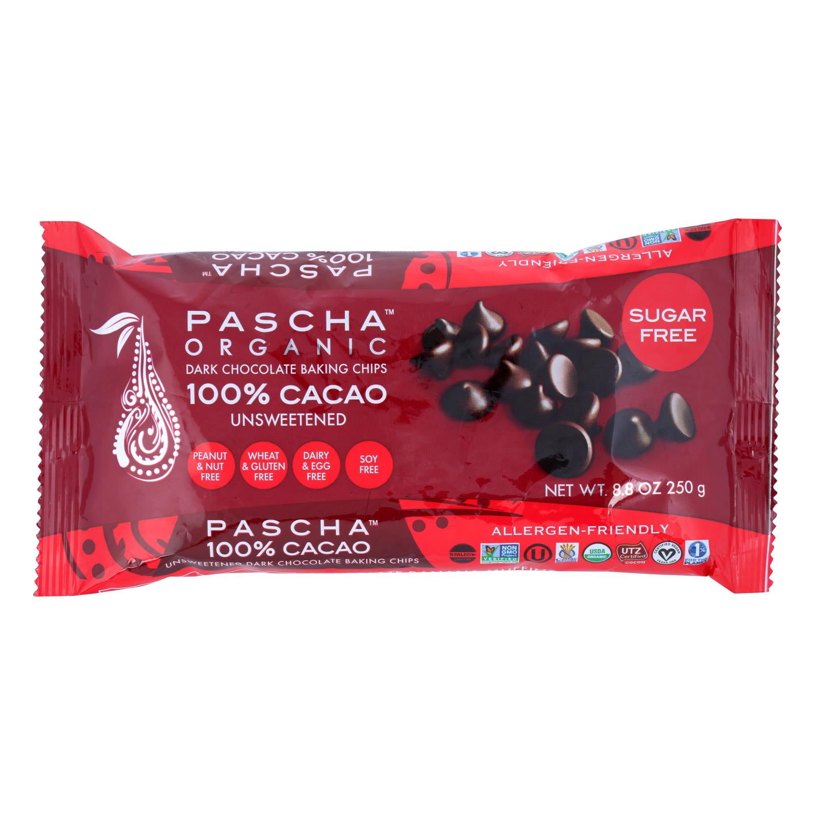 Pascha Chocolate Chips Dark Unsweetened Case of 6 8.8 oz.