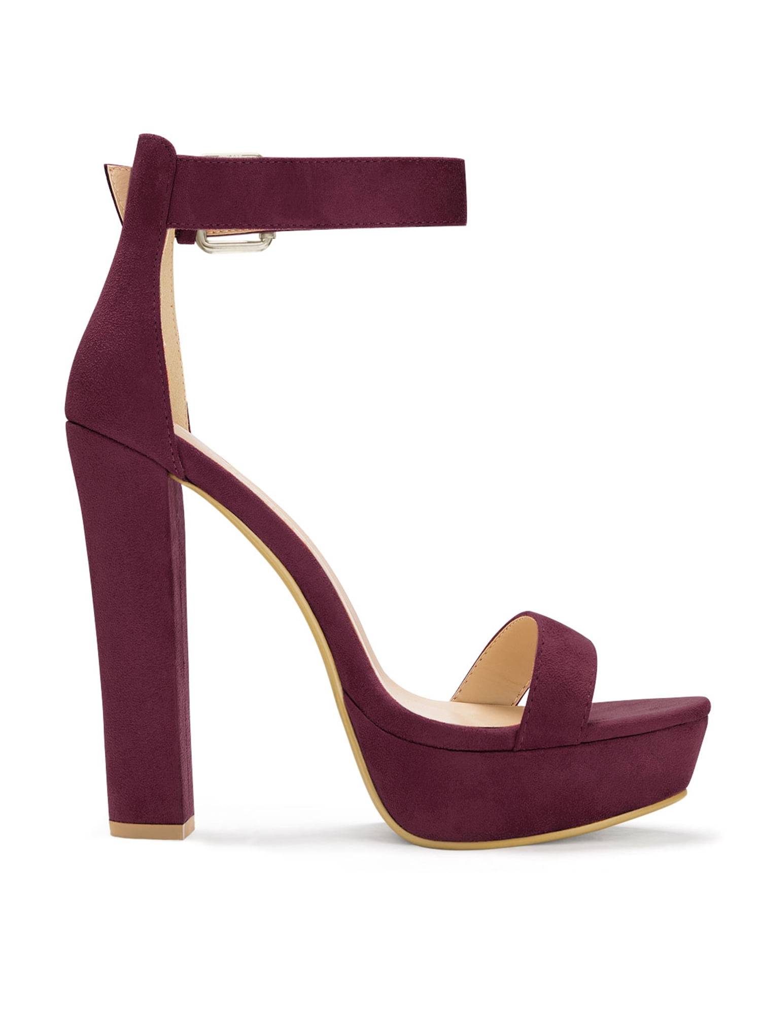 DARING DIVA Women's Platform High Chunky Heel Sandals Burgundy US 9/UK 7/EU 39