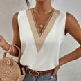 thumbnail image 5 of Womens Elegant Lace V Neck Tank Tops Sleeveless Chiffon Tanks Shirts Loose Summer T Shirts Blouse for Casual Work, 5 of 7