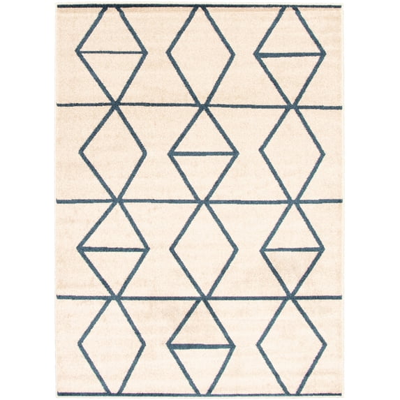eCarpetGallery Modern Living Room Area Rug, 5'3" x 7'3", Ivory-Blue, Ana