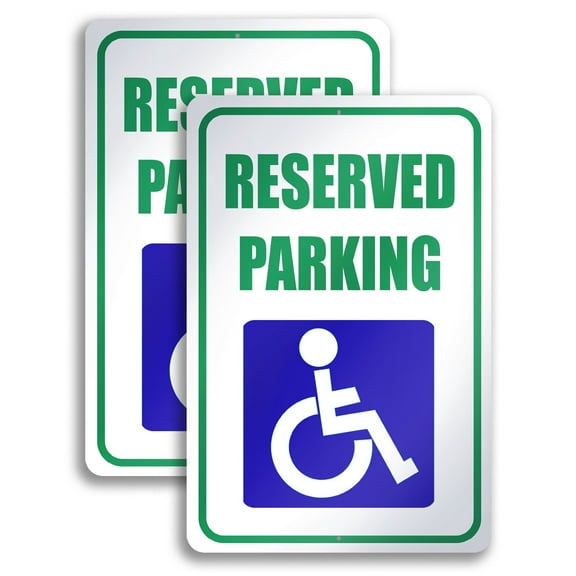 Dimarongton New Handicap Reserved Parking Sign, Aluminum Disabled Parking Sign, Set of 2