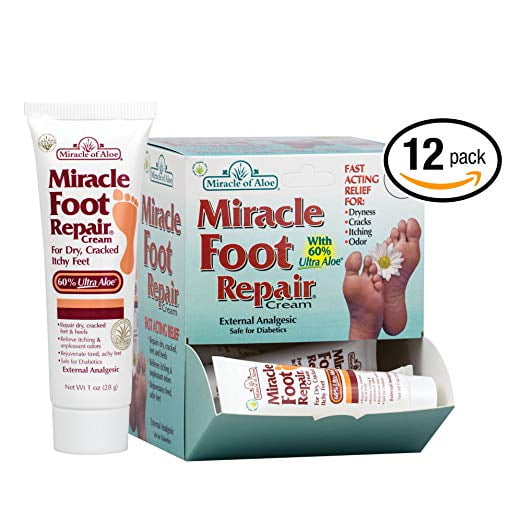 12 piece display Miracle Foot Repair Cream 1 ounce tube with 60