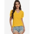 thumbnail image 2 of Womens Summer Tops V Neck T Shirts Swiss Dot Puff Sleeve Tops Loose Casual Tshirts, 2 of 6